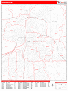 Grand Rapids Digital Map Red Line Style